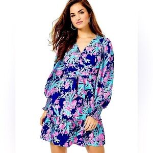 Lilly Pulitzer Rosie Corsica Blue Toucan Party Stretch Dress Size 8